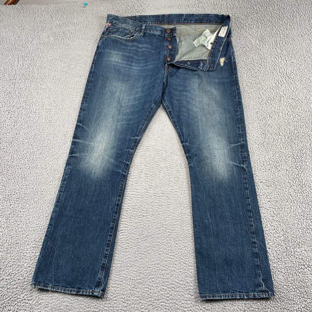 Denim & Supply Ralph Lauren Jeans Mens 40 Blue Bootcut Distressed Button Fly